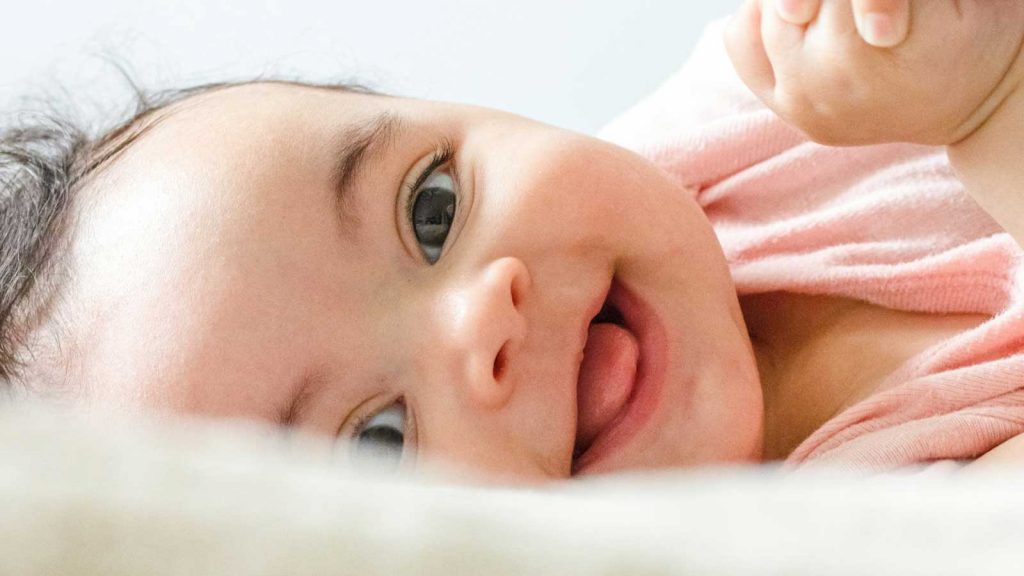 Baby Smiling Without Baby Bed Sheet